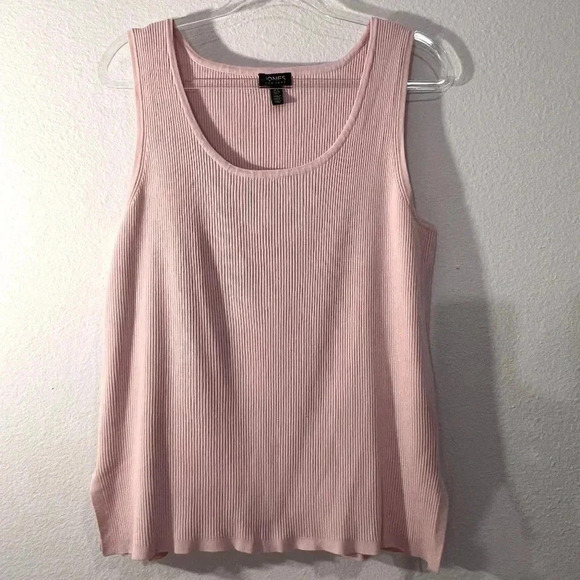 Jones of New York Size L Pastel Pink Knit Ribbed Tank Top Like New Condition - Picture 1 of 6